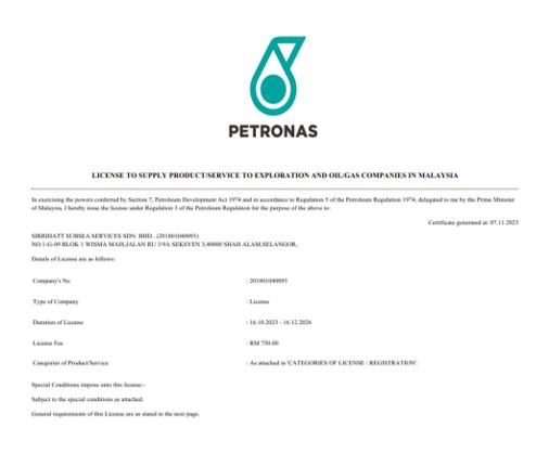 Petronas license